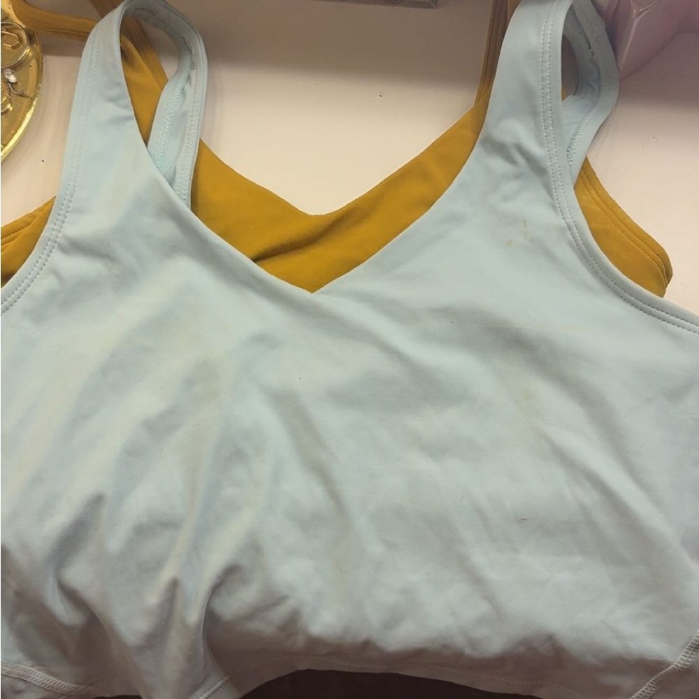 CRZ YOGA Light Blue and Mustard Yellow Tank Tops